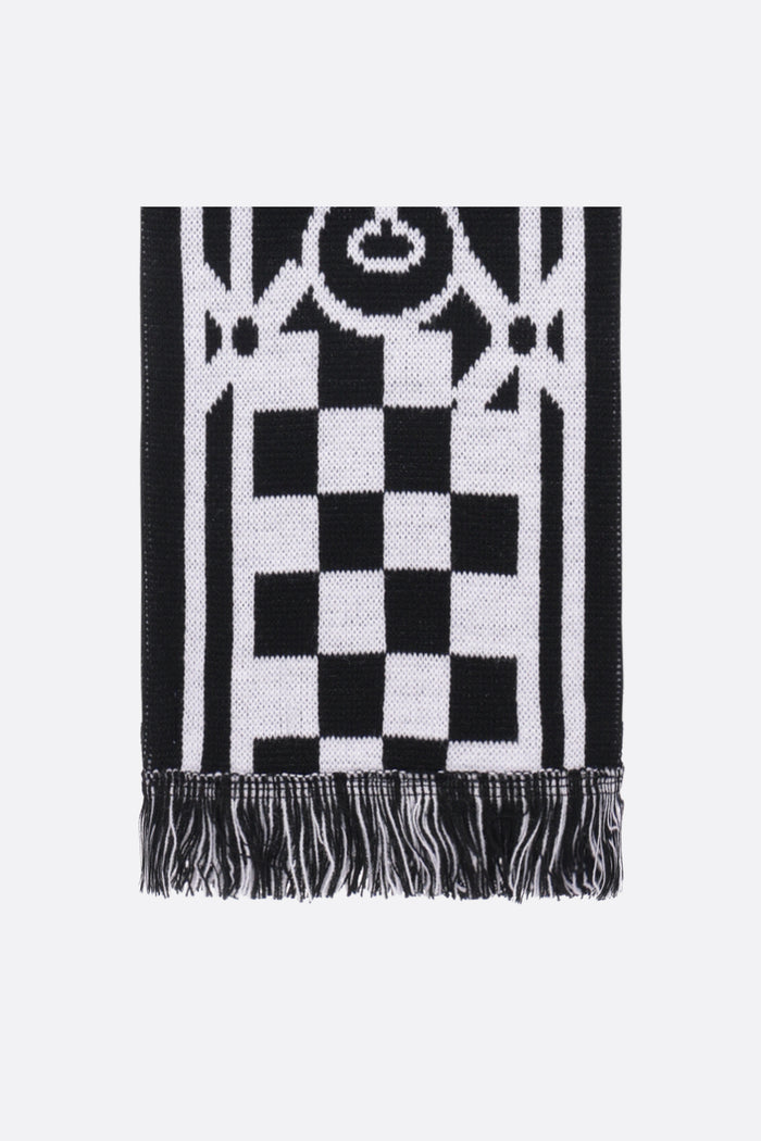 knit scarf with logo intarsia