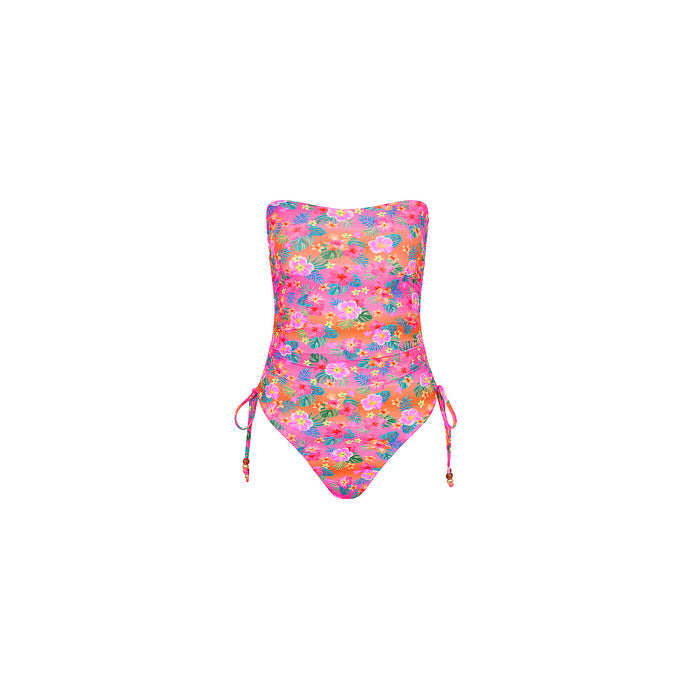 Kulani Kinis Ruched Bandeau Classic Cut One Piece - Summer Glow (Sunlit Mischief Collection) by Kulani Kinis