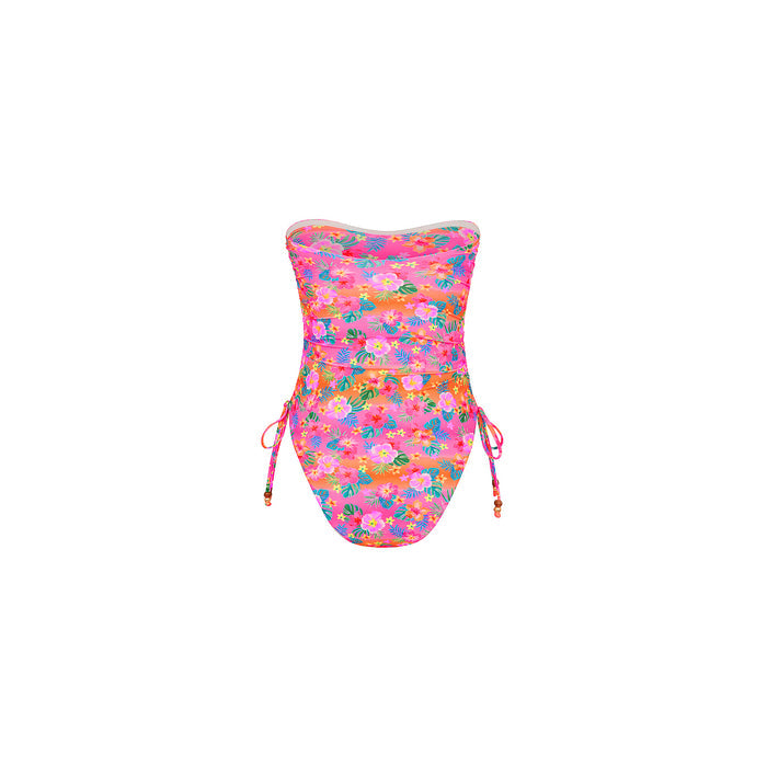 Kulani Kinis Ruched Bandeau Classic Cut One Piece - Summer Glow (Sunlit Mischief Collection) by Kulani Kinis