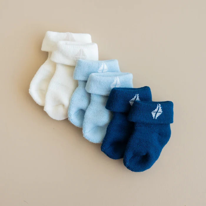 Kyte Baby Baby Socks 3-Pack - Cool - Cloud/ Stream/ Tahoe