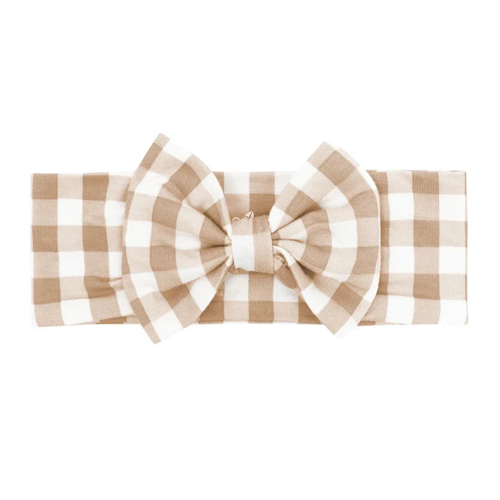 Kyte Baby Bow Headband - Gingham Bisque