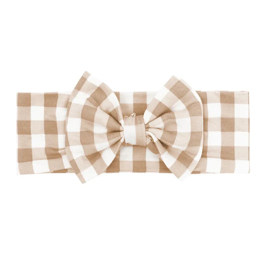 Kyte Baby Bow Headband - Gingham Bisque