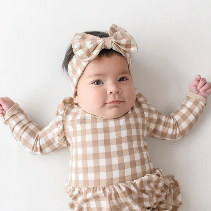 Kyte Baby Bow Headband - Gingham Bisque