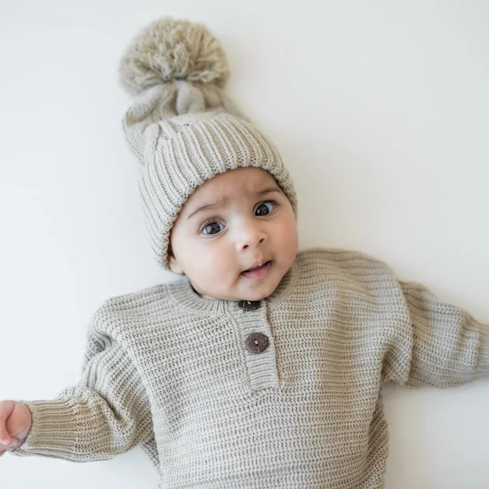 Kyte Baby Chunky Cable Knit Beanie  - Almond