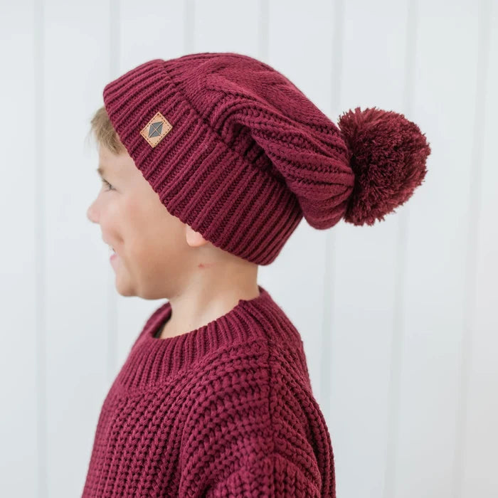 Kyte Baby Chunky Cable Knit Beanie  - Burgundy