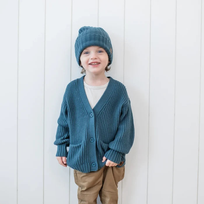 Kyte Baby Chunky Knit Oversized Cardigan - Atlantic