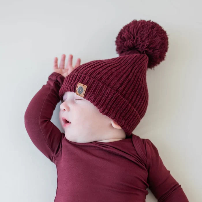 Kyte Baby Chunky Knit Pom Beanie - Burgundy