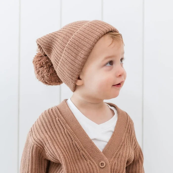 Kyte Baby Chunky Knit Pom Beanie - Latte