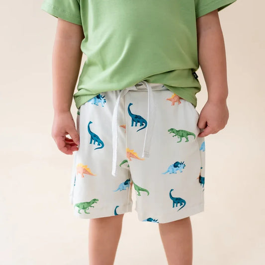 Kyte Baby Drawstring Shorts - Ecru Roar