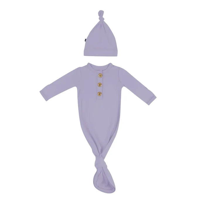 Kyte Baby Knotted Gown with Hat - Taro