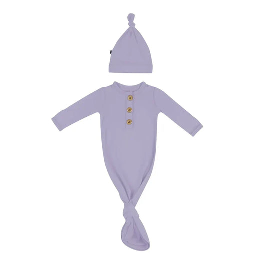Kyte Baby Knotted Gown with Hat - Taro