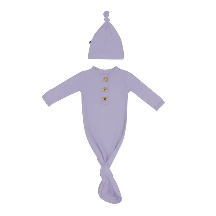 Kyte Baby Knotted Gown with Hat Set - Taro