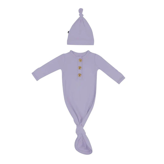 Kyte Baby Knotted Gown with Hat Set - Taro