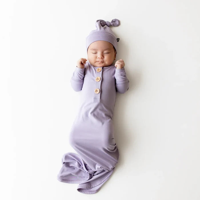 Kyte Baby Knotted Gown with Hat Set - Taro
