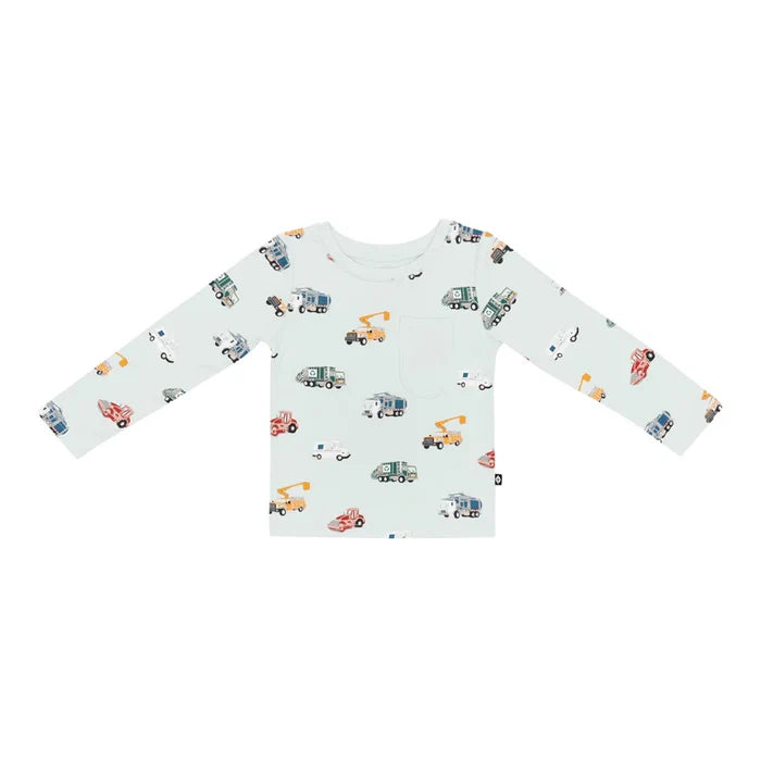 Kyte Baby Long Sleeve Crew Neck Tee - City Vehicles