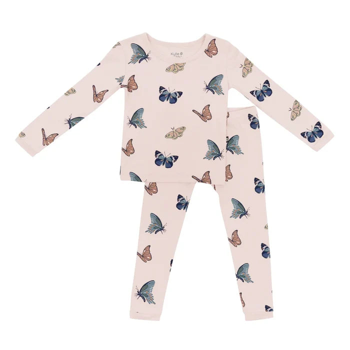 Kyte Baby Long Sleeve Toddler Pajama Set - Blush Butterfly