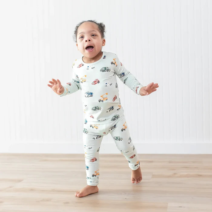 Kyte Baby Long Sleeve Toddler Pajama Set - City Vehicles