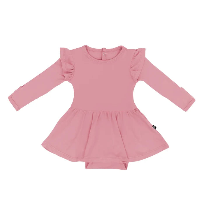 Kyte Baby Long Sleeve Twirl Bodysuit Dress - Apple Blossom