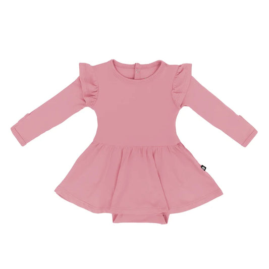 Kyte Baby Long Sleeve Twirl Bodysuit Dress - Apple Blossom