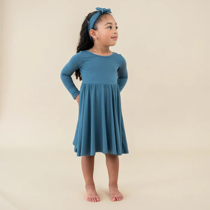 Kyte Baby Long Sleeve Twirl Dress - Atlantic