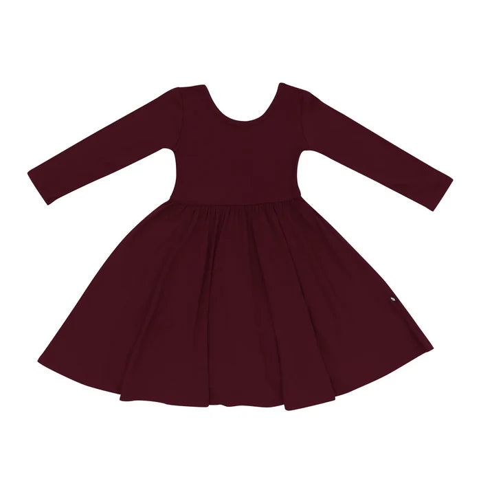 Kyte Baby Long Sleeve Twirl Dress - Burgundy