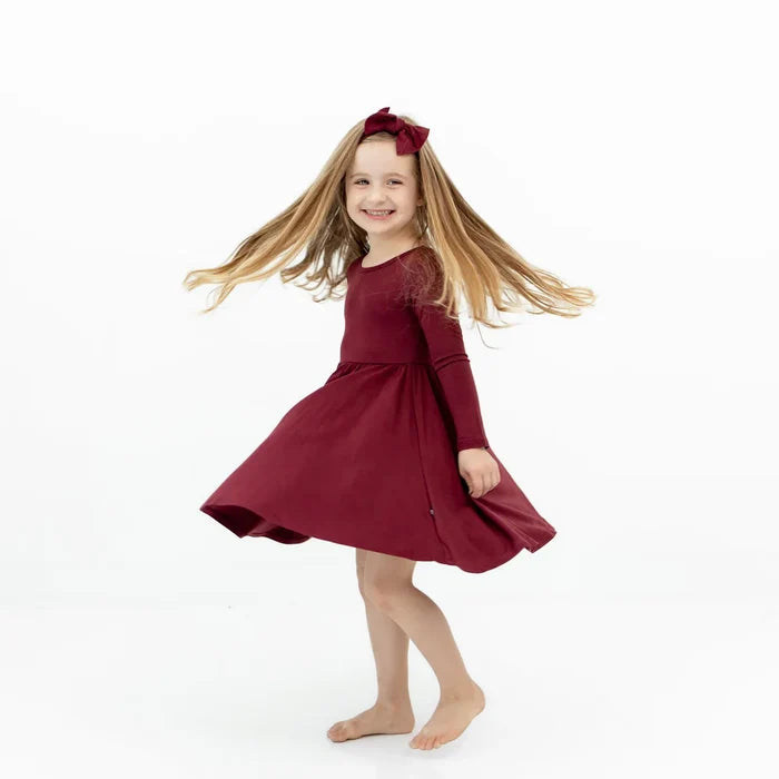 Kyte Baby Long Sleeve Twirl Dress - Burgundy
