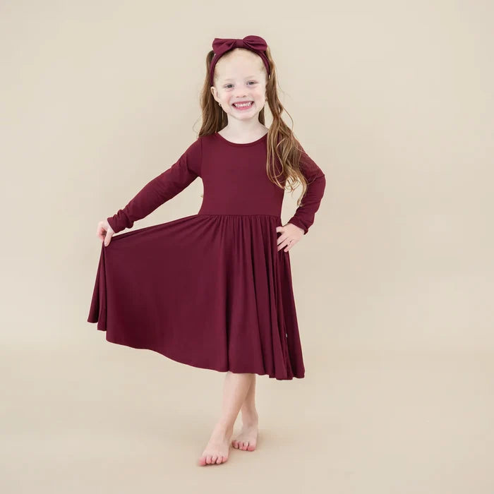 Kyte Baby Long Sleeve Twirl Dress - Burgundy