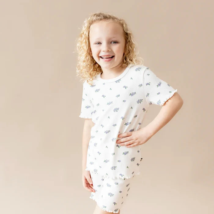Kyte Baby Pointelle Short Sleeve Set - Spray Rose