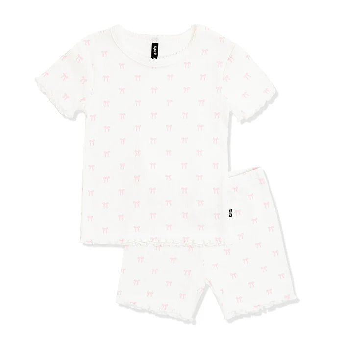 Kyte Baby Pointelle Short Sleeve Set - Sweet Pink Bow