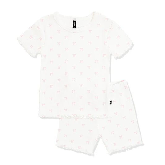Kyte Baby Pointelle Short Sleeve Set - Sweet Pink Bow