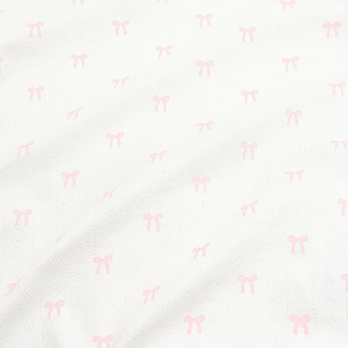 Kyte Baby Pointelle Short Sleeve Set - Sweet Pink Bow
