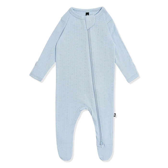 Kyte Baby Pointelle Zippered Footie - Breeze