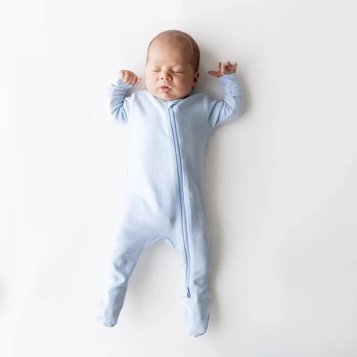 Kyte Baby Pointelle Zippered Footie - Breeze