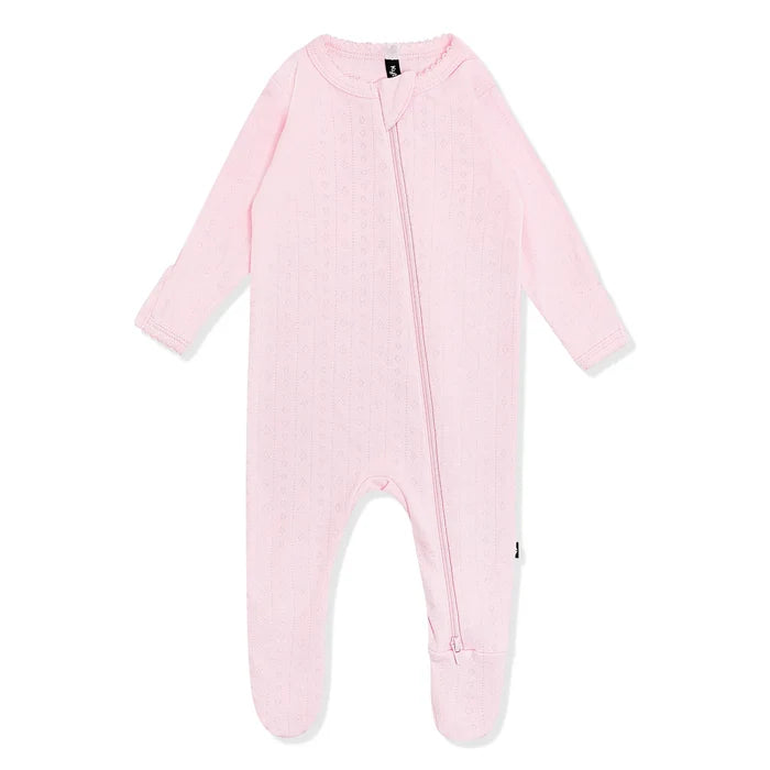 Kyte Baby Pointelle Zippered Footie - Sakura