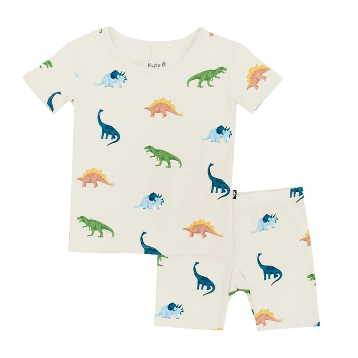Kyte Baby Short Sleeve Pajama Set - Ecru Roar