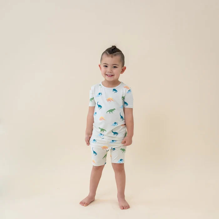 Kyte Baby Short Sleeve Pajama Set - Ecru Roar