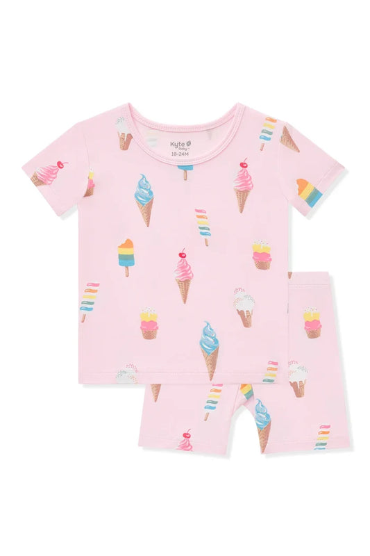Kyte Baby Short Sleeve Toddler Pajama Set - Sakura Ice Cream
