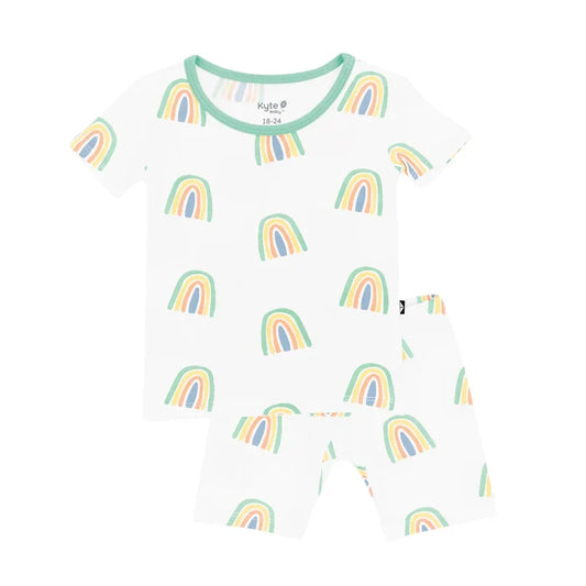 Kyte Baby Short Sleeve Toddler Pajama Set - Wasabi Rainbow