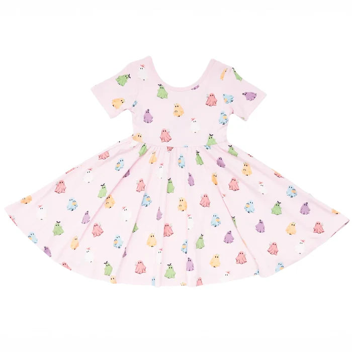 Kyte Baby Short Sleeve Twirl Dress - Pastel Ghost