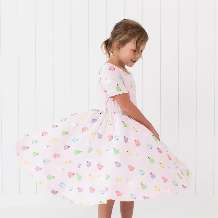 Kyte Baby Short Sleeve Twirl Dress - Pastel Ghost