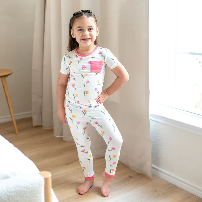 Kyte Baby Short Sleeve with Pants Pajama Set - Tulip