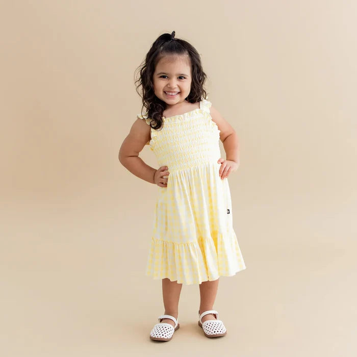 Kyte Baby Smocked Dress - Gingham Chamomile