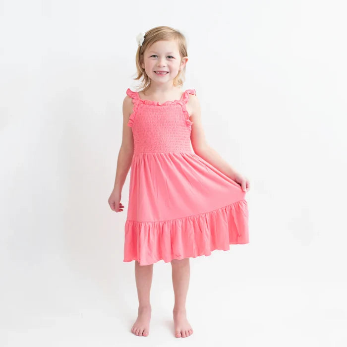 Kyte Baby Smocked Dress - Guava