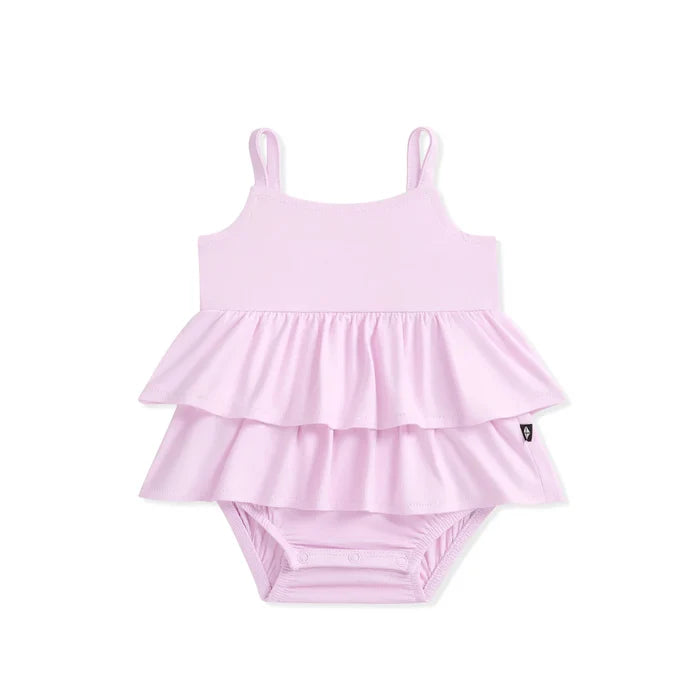 Kyte Baby Spaghetti Strap Ruffle Romper - Thistle
