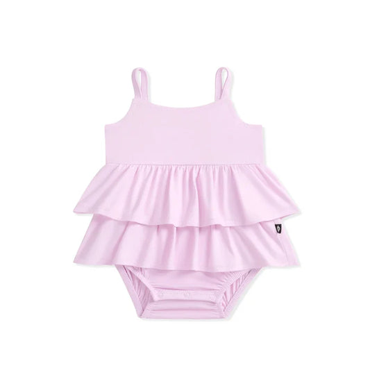 Kyte Baby Spaghetti Strap Ruffle Romper - Thistle
