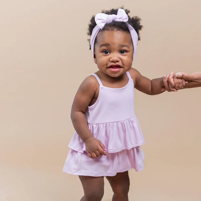 Kyte Baby Spaghetti Strap Ruffle Romper - Thistle