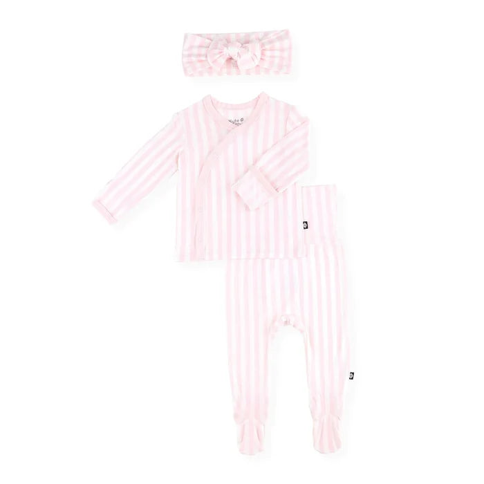 Kyte Baby Take Me Home Set with Bow - Small Sakura Stripe