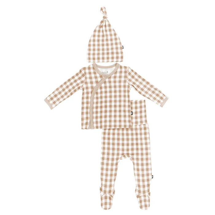 Kyte Baby Take Me Home Set with Cap - Gingham Bisque