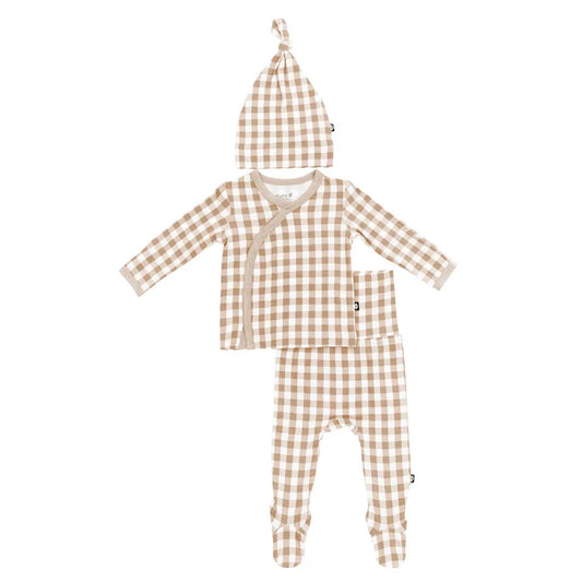 Kyte Baby Take Me Home Set with Cap - Gingham Bisque