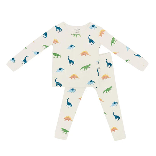 Kyte Baby Toddler Long Sleeve Pajama Set - Ecru Roar